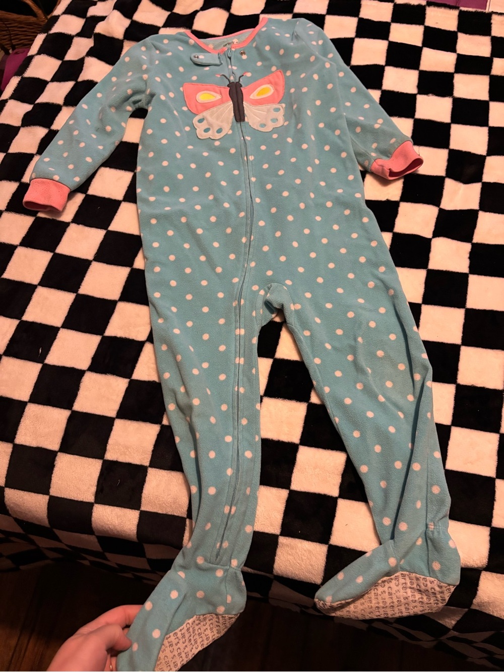 4T Blue Polka Dot Butterfly Zip-Front sleeper